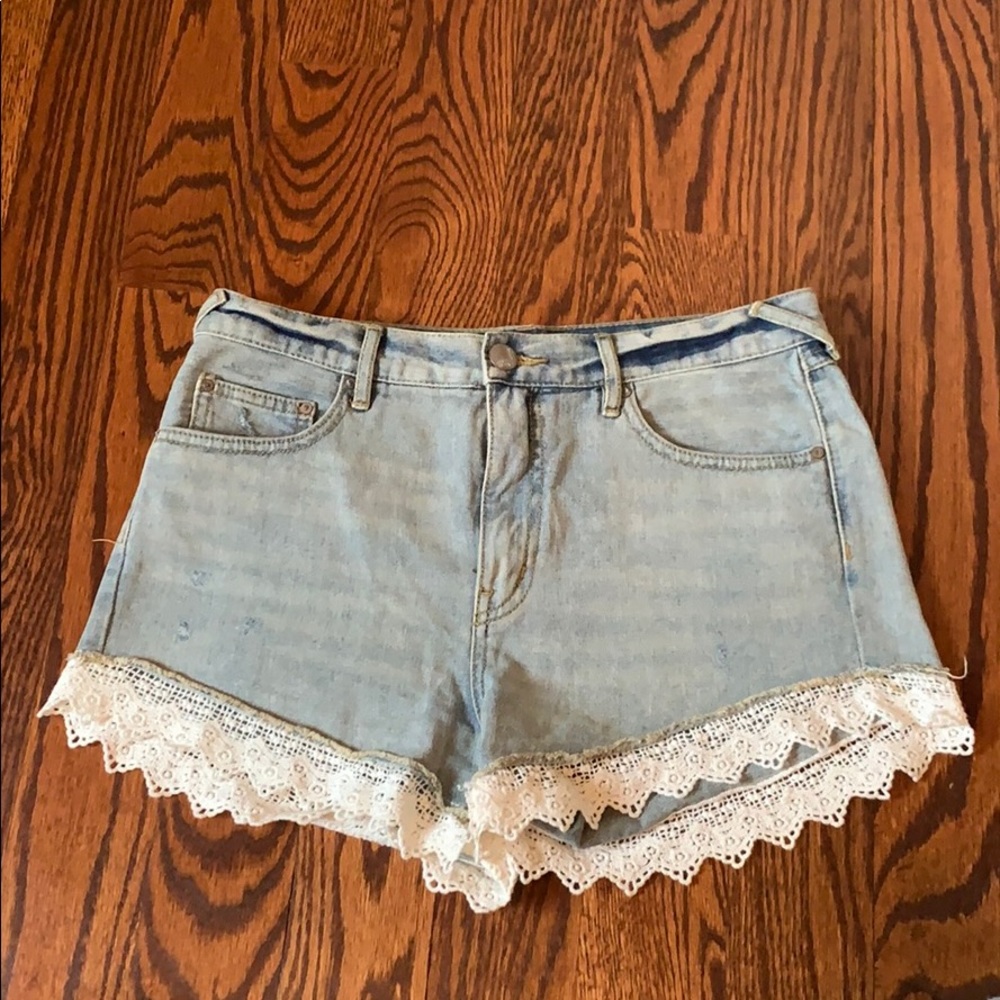 Free People high rise denim jean shorts